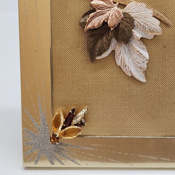 Gold Tone Sparkle Frame With Leaf Embellishments & Rhinestone Accents For 4x6 - Picture 6 of 15